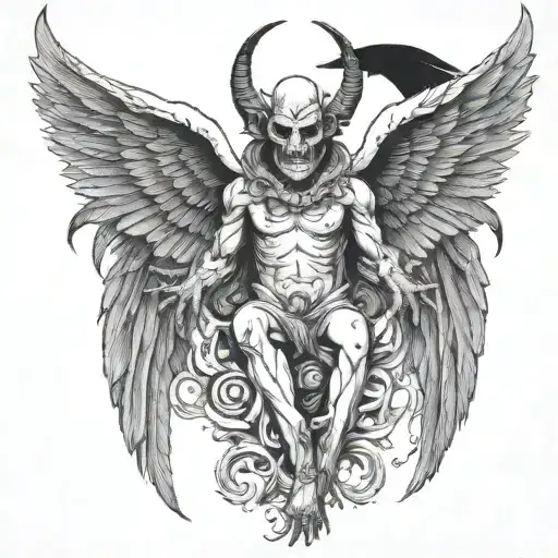 Traditional Style Beelzebul Demon With Angel Wings