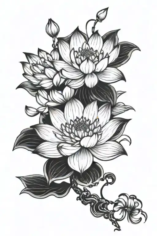 Oriental With Lotus Flowers