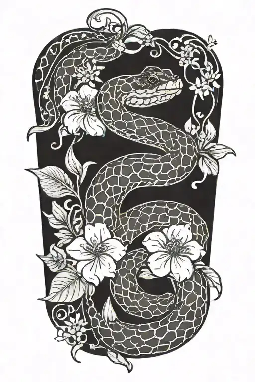 Boa Snake With Jasmine Flowers