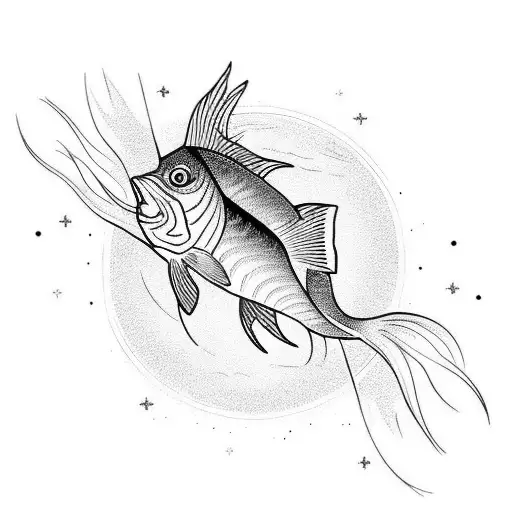 A Majestic Pisces Fish Swimming Through A Vibrant Sunset Sky