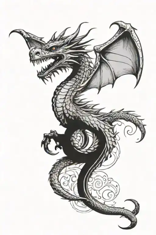 Dragon With Wings And Long Neck