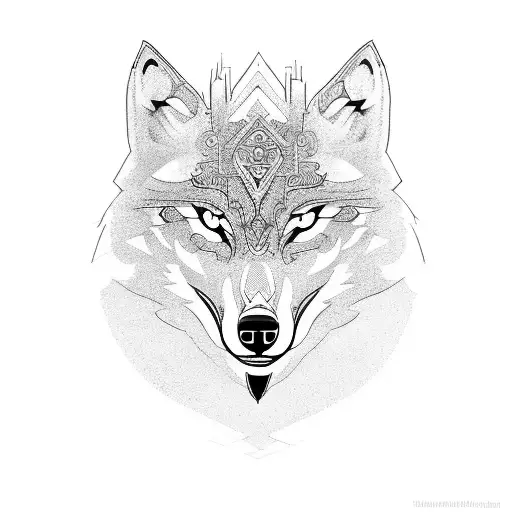 A Wolf Made Up Of Intricate Video Game Symbols And Characters
