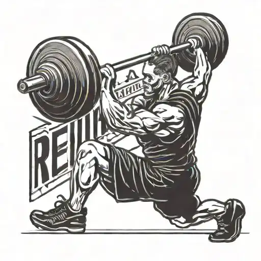 A Weightlifter Triumphantly Lifting A Barbell With The Word 'Resilience' Written Underneath