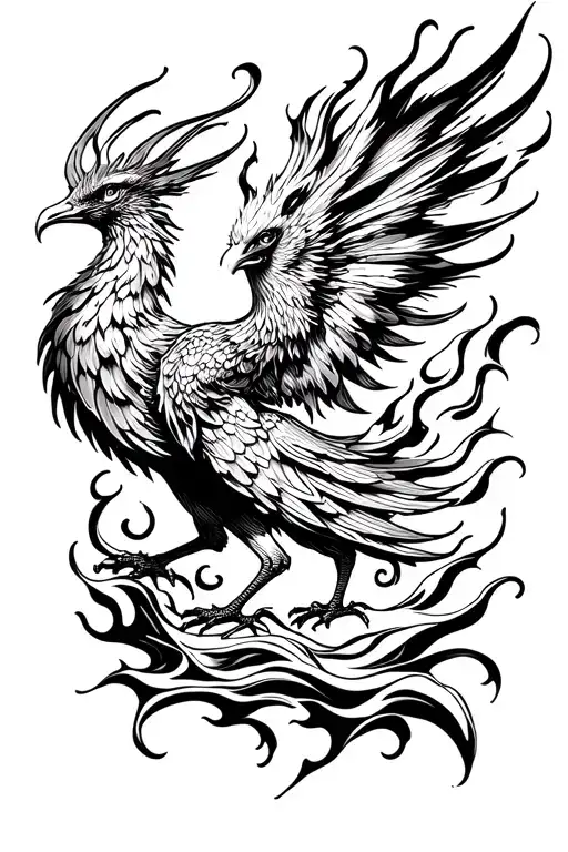 Fiery Pheonix Rising From Flames