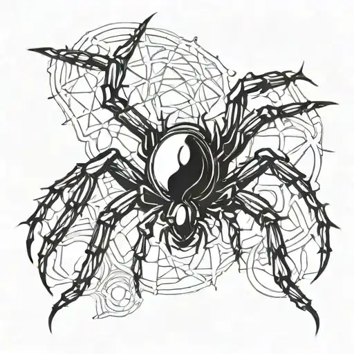 A Hentai-inspired Design Featuring A Spider In A Blackwork Style
