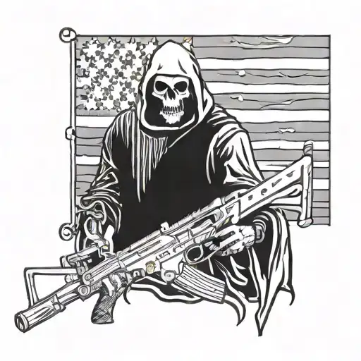 Reaper With Rifle And Us Flag