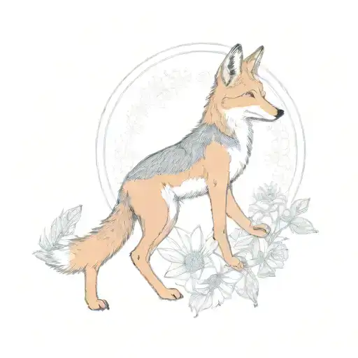 Eidelweiss Flower And Seated Coyote