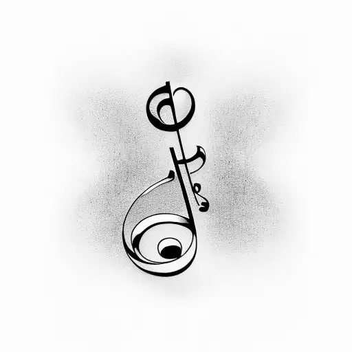 A Minimalist Tattoo Of A Music Note Intertwined With A Car Engine