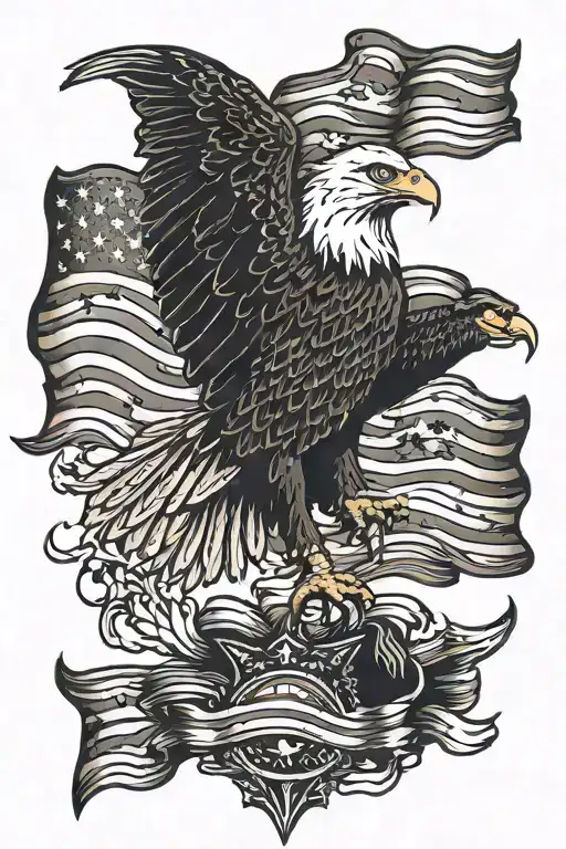 Bald Eagle Flying And 1776 Flag Waving