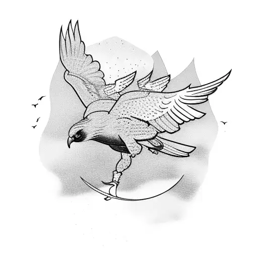 A Silhouette Of A Runner With A Hawk Flying Alongside