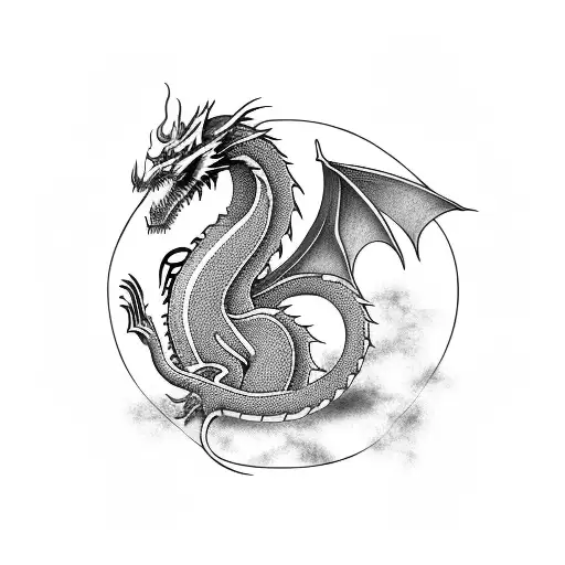 An Abstract Dragon Made Of Various Weapons