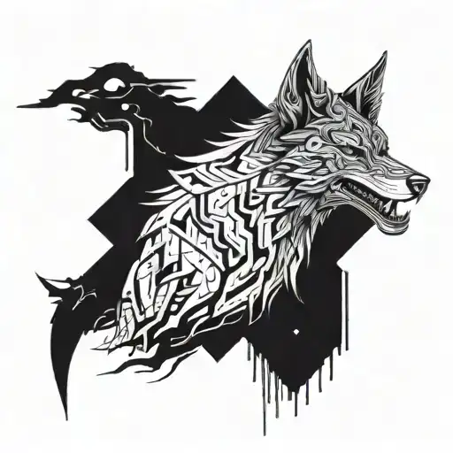A Futuristic Cyberpunk Interpretation Of Fenrir The Wolf From Norse Mythology