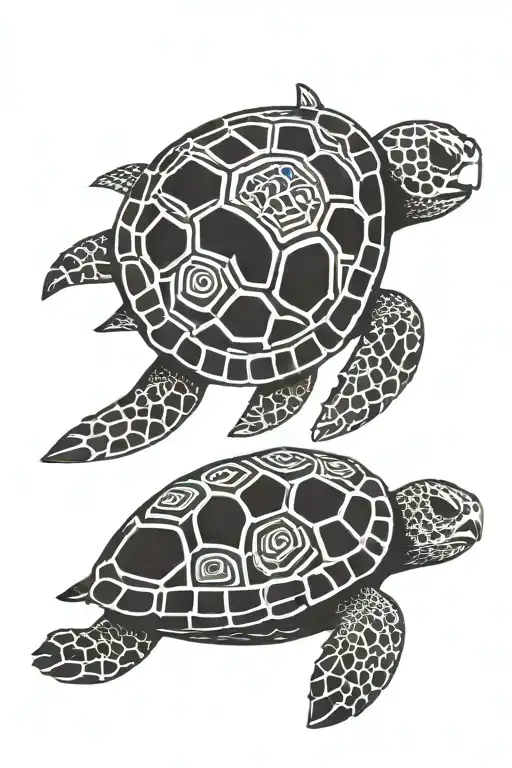 Sea Turtle In A Mayan Hieroglyphics