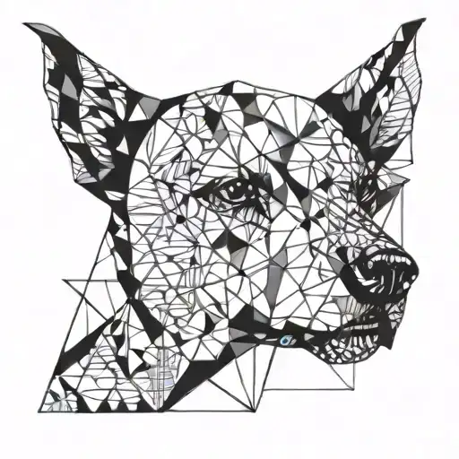 A Geometric Design Incorporating Different Dog Breeds In A Blackwork Style