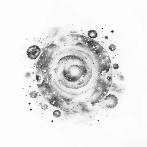 Tattoo Of A Vibrant Watercolor Galaxy With Swirling Stars