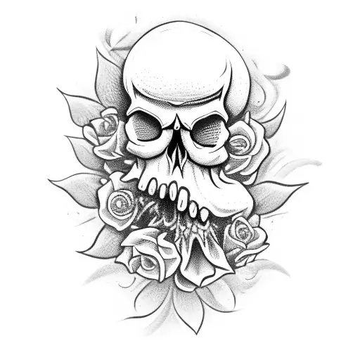 A Smoking Skull With Flowers Blooming From Its Eye Sockets
