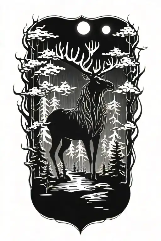 Moose God In An Evil Forest With Scary Eyes