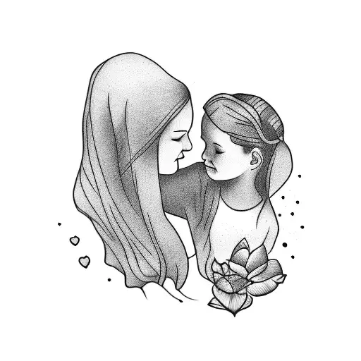 Simple Tattoo For Mother And Daughter
