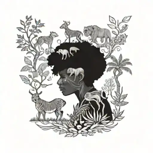 A Support Worker Surrounded By Various Animals From Africa In A Nature Setting