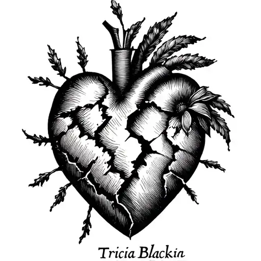 Broken Heart Being Sewn Back Together Thread Spells The Name Tricia