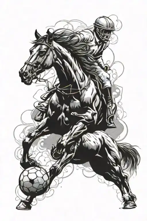 Black Horse And Dog Playing Football