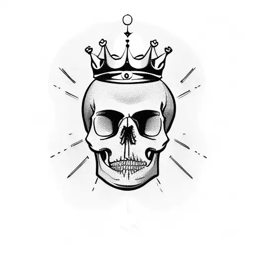 Basic And Minimal Man Skull With Crown