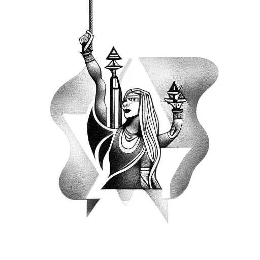 A Tattoo Depicting A Norse God Or Goddess Coding On A Computer