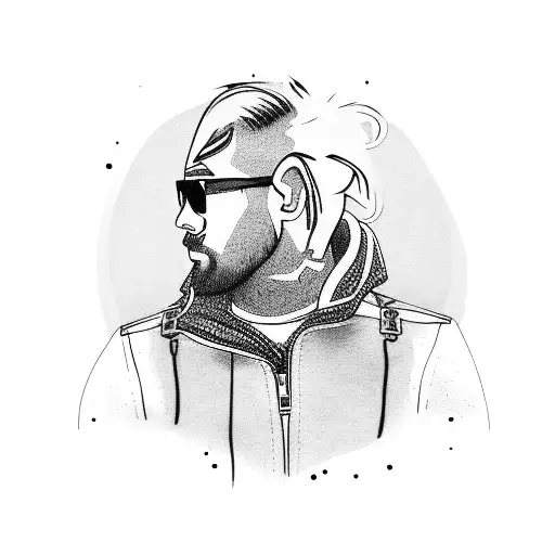 A Man In A Leather Jacket Standing Next To A Car