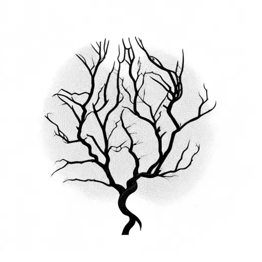 Silhouette Of Leafless Tree That Looks Like A Hand Reaching Up