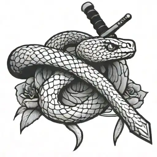Snake Wrapped Around A Samurai Sword