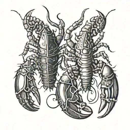 Two Lobsters In The Shape Of The Astrological Cancer Sign 69