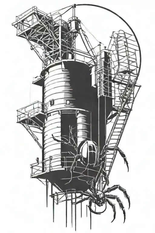 Black Widow Spider Hanging From A Simple Water Tower