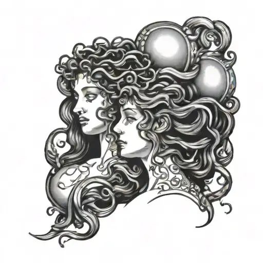 Medusa And Aphrodite Brust In Blackwork