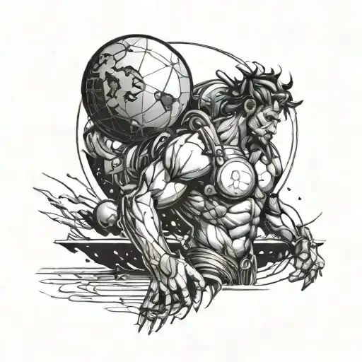 A Futuristic Interpretation Of Atlas Carrying The Planet On His Shoulders