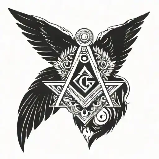 Masonic Symbol With Angel Wings
