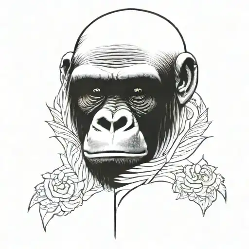 3D Aggressive Gorrila Head On Chest Tattoo Design Featuring