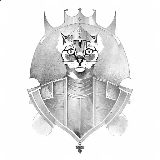 Medieval-inspired Illustration Of A Cat Knight In Armor