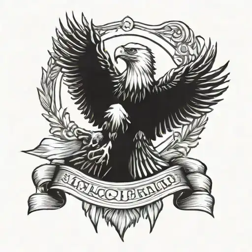 Eagle Holding A Banner