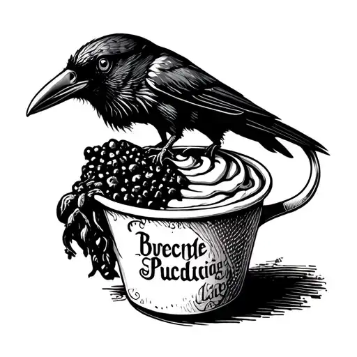 Crow Eating Pudding Cup