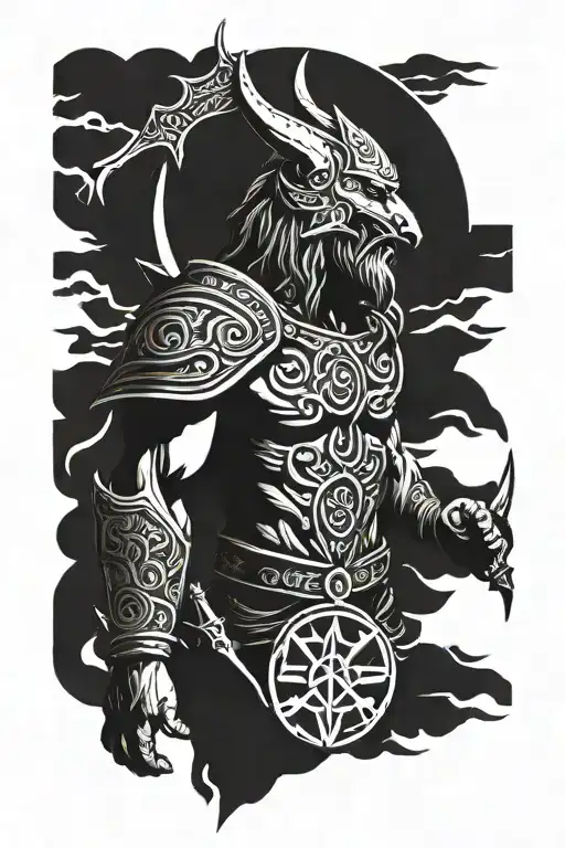 Norse God Tyr With Tyr Symbol