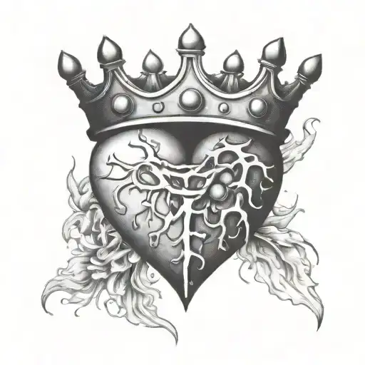 Broken Heart With Crown Made Of Heart Valves