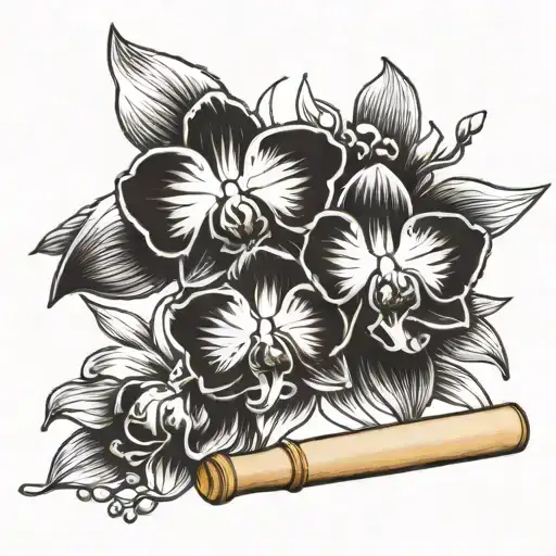 Orchid Sitting On Rolling Pin