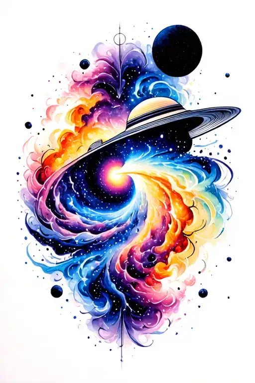 Colorful Galaxy With Black Hole And Voyager Space Black Hole