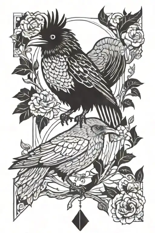 A Raven And An Owl As Separated Lovers Tarot Card