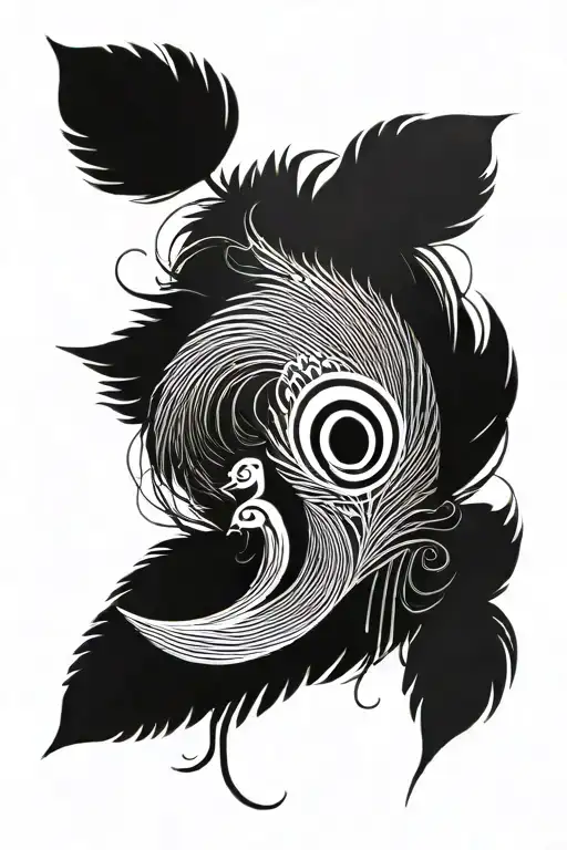 A Minimalist Peacock Feather Design Incorporating Elements Of Lord Murugan's Peacock Vel