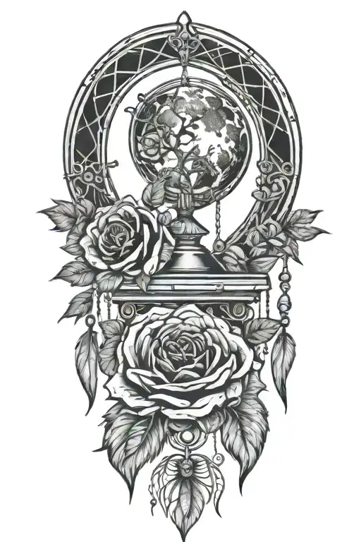 Hourglass Moon Dream Catcher With Roses