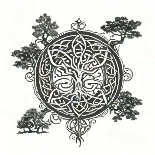 Odin World Tree Runes Engraved Norse Knotwork Design Incorporating