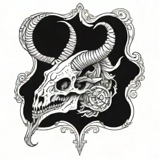 Capricorn Tarot Card Design Featuring Sea Goat Skull