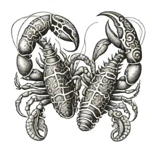Two Lobsters In The Shape Of The Astrological Cancer Sign 69