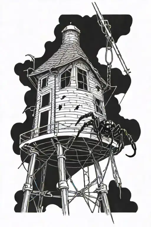 Black Widow Spider Hanging From A Simple Water Tower